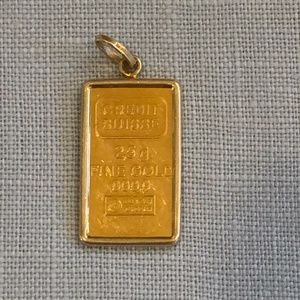 24kt Credit Suisse 2.5 gram Gold Bar in an 14k Bezel
